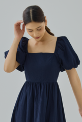 Elise Puff-Sleeve Midi Dress