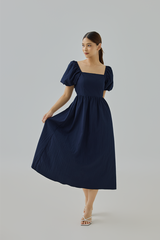 Elise Puff-Sleeve Midi Dress
