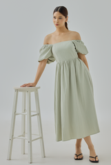 Elise Puff-Sleeve Midi Dress