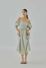 Elise Puff-Sleeve Midi Dress