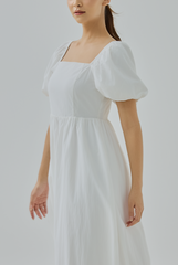 Elise Puff-Sleeve Midi Dress