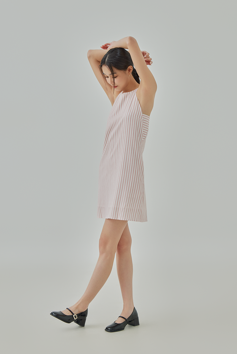 Nellie Striped High Halter Mini Dress