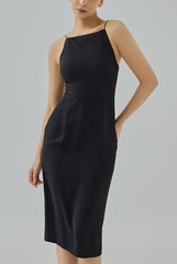 Techna Textured Bodice Midi Bodycon Dress