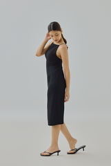 Techna Textured Bodice Midi Bodycon Dress