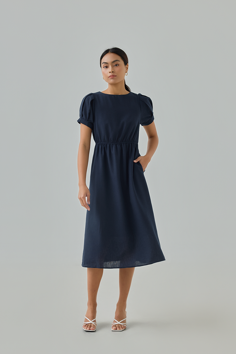 Alsia Button Sleeve Midi Dress
