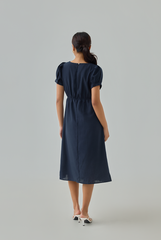 Alsia Button Sleeve Midi Dress