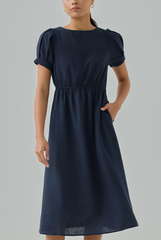 Alsia Button Sleeve Midi Dress