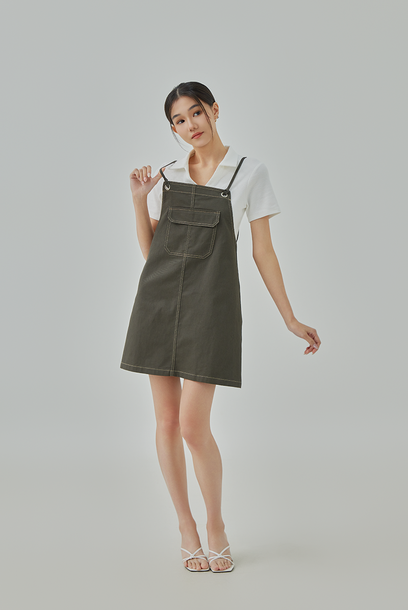 Adna Denim Pinafore Dress