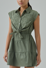 Darnia Embroidered Collared Mini Dress