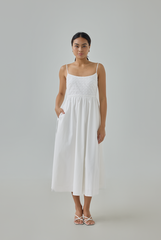 Millie Embroidery Bodice Midi Dress