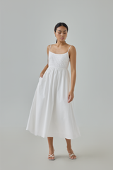 Millie Embroidery Bodice Midi Dress