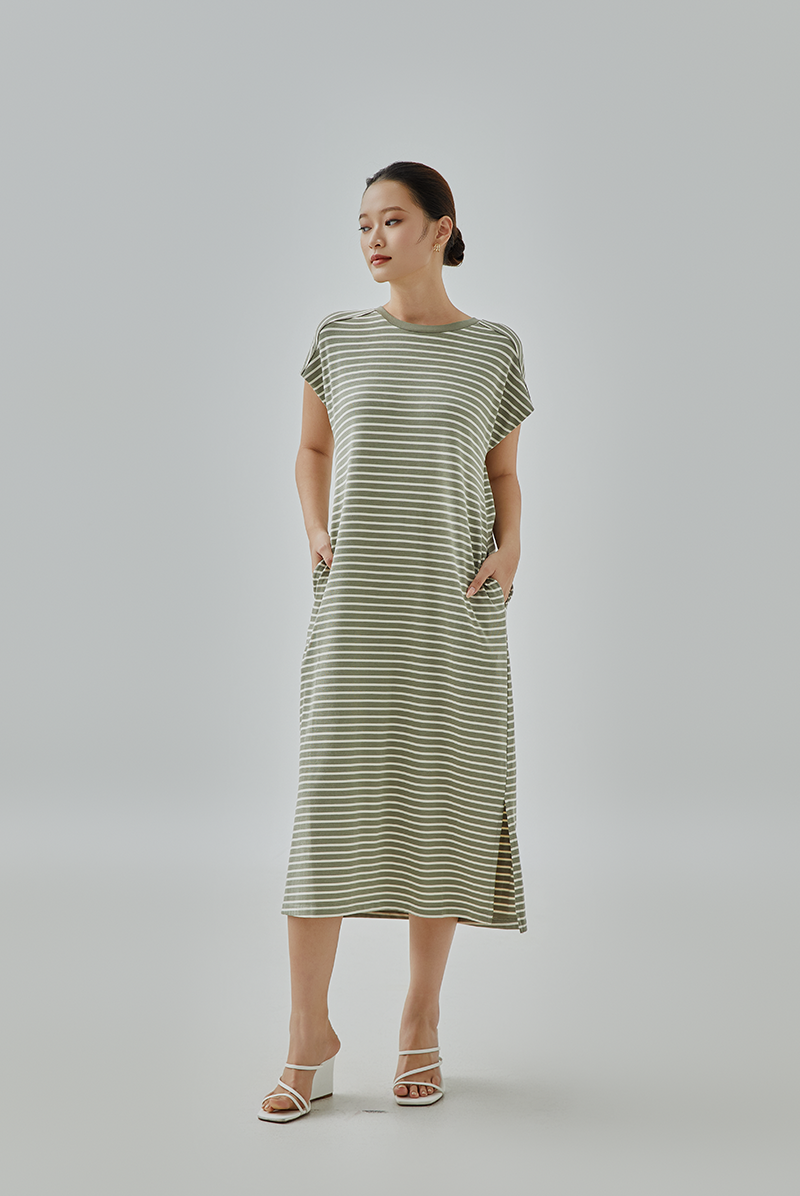 Joplin Striped Drop Shoulder Midi Dress