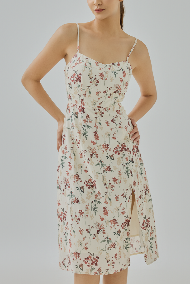 Elodie Padded Floral Midi Dress