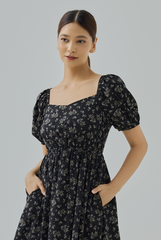 Sophia Floral Puff Sleeve Midi Dress