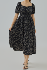 Sophia Floral Puff Sleeve Midi Dress