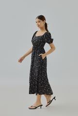 Sophia Floral Puff Sleeve Midi Dress