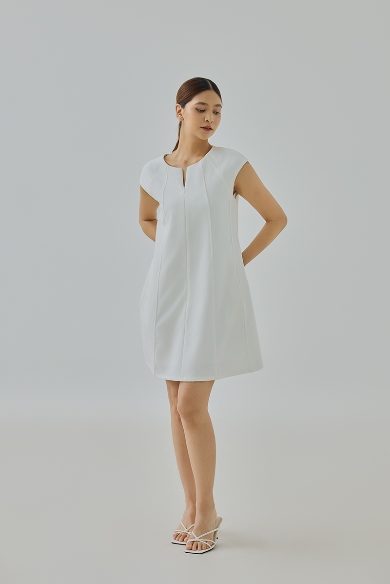 Jean Front Zipper A-Line Mini Dress