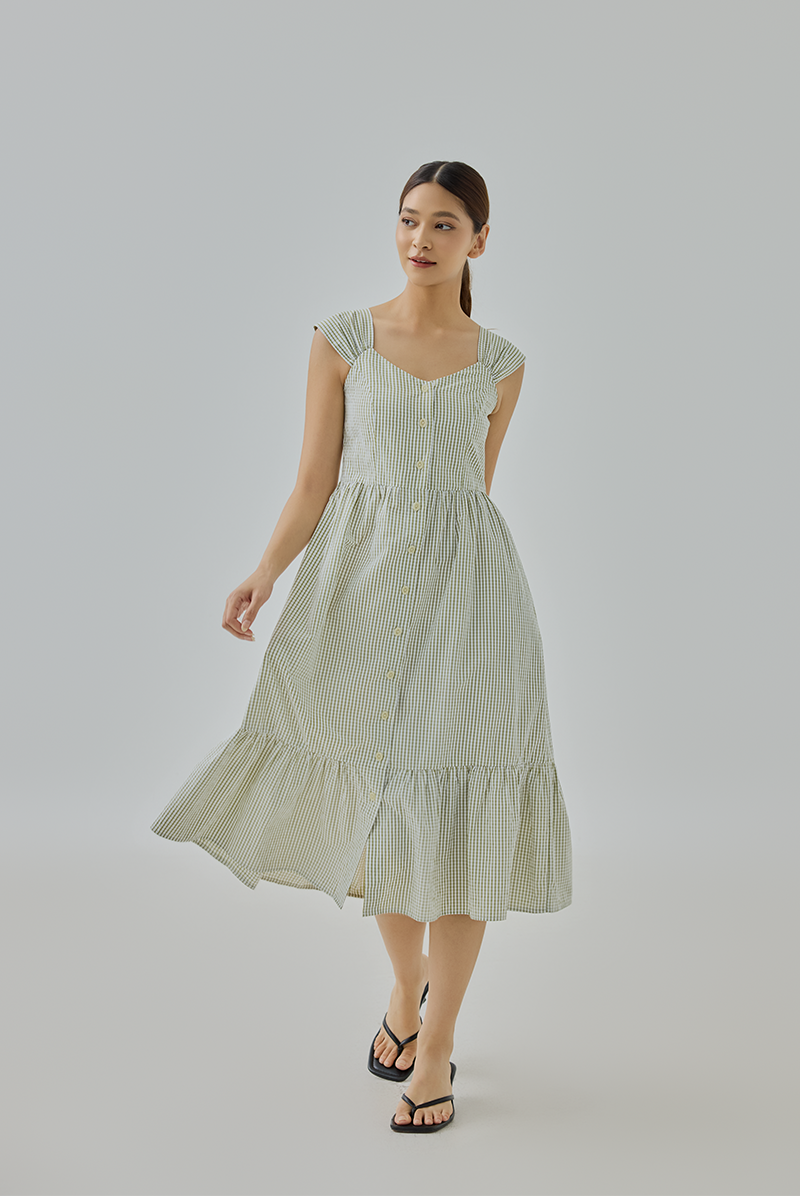 Kaylia Gingham Midi Dress