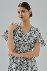 Dina Floral Printed Smocked Dress