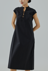 Lou Lace-Up Neck Midi Dress