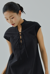 Lou Lace-Up Neck Midi Dress