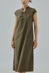 Lou Lace-Up Neck Midi Dress