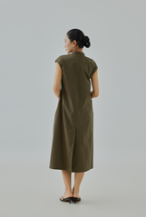 Lou Lace-Up Neck Midi Dress
