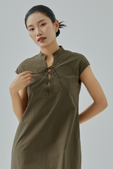 Lou Lace-Up Neck Midi Dress
