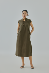 Lou Lace-Up Neck Midi Dress