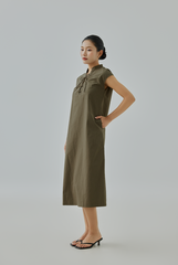 Lou Lace-Up Neck Midi Dress