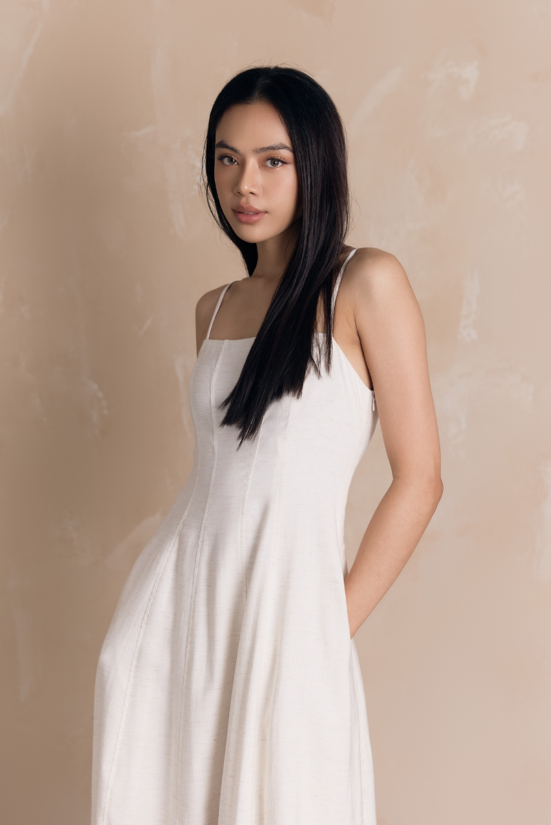 Fern Padded Paneled Midi Dress