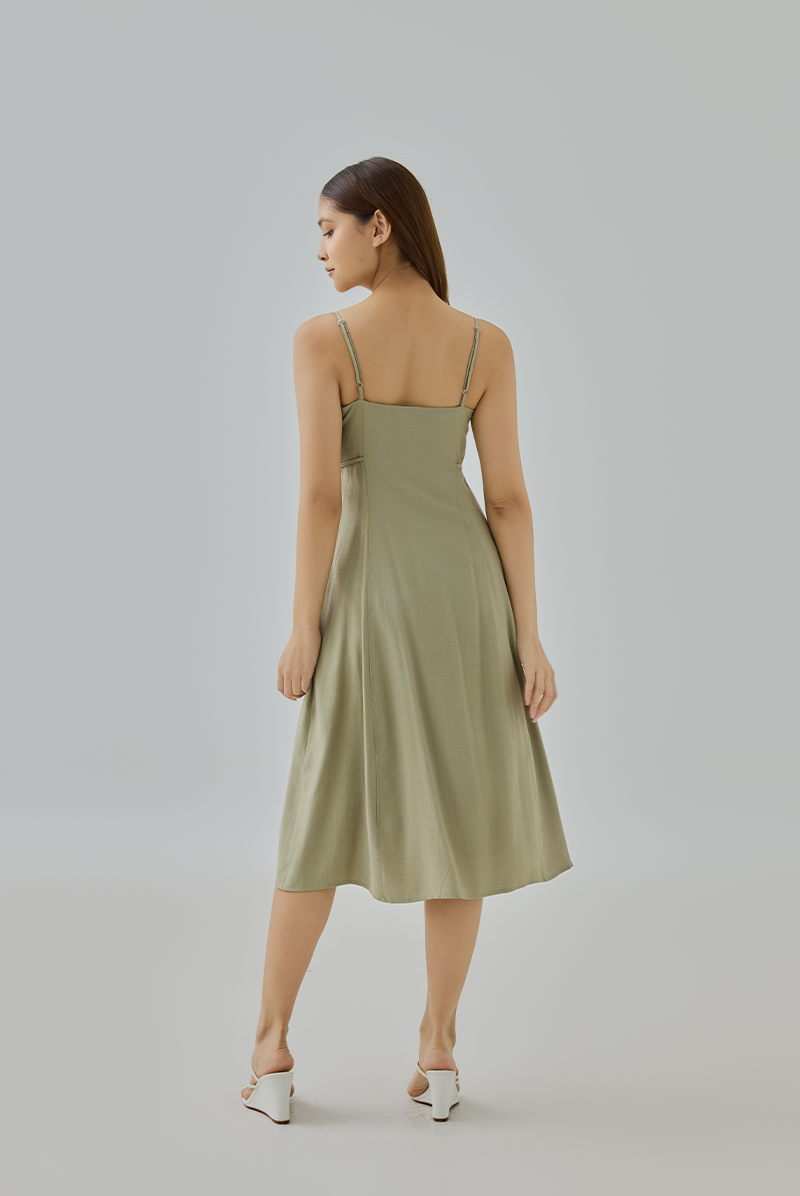 padded midi dress Missoula Cami Strap Padded Bust Midi Dress Floral Print Green