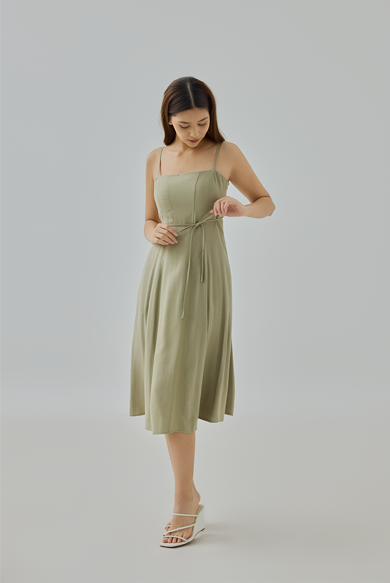 Fern Padded Paneled Midi Dress