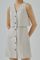 Elle Overlay Bodice Button-Down Dress