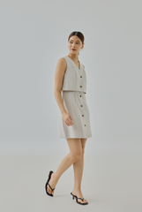 Elle Overlay Bodice Button-Down Dress