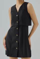Elle Overlay Bodice Button-Down Dress