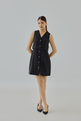 Elle Overlay Bodice Button-Down Dress