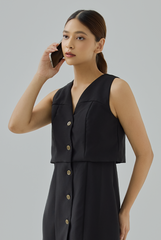 Elle Overlay Bodice Button-Down Dress