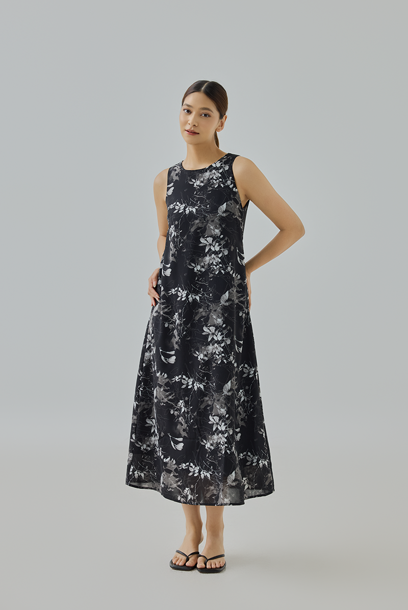 Caitlin Floral Printed Midi A-Line Dress