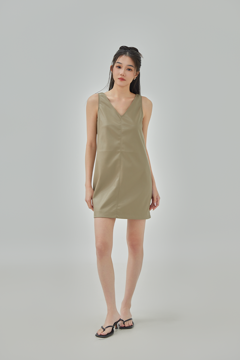 Xena Faux Leather Shift Dress