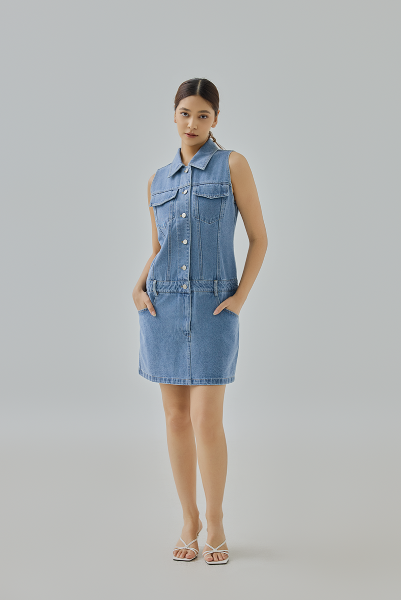 Phoebe Denim Low-Waist Dress