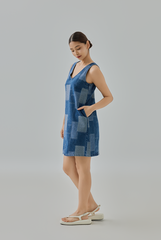 Lana Patchwork Denim Shift Dress
