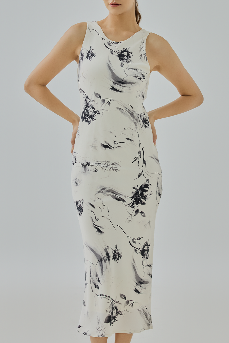 Aria Abstract Brushstroke Floral Dress