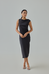 Zel Satin Cowl Neck Dress