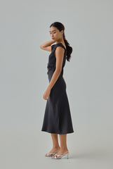 Zel Satin Cowl Neck Dress