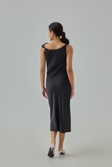 Zel Satin Cowl Neck Dress