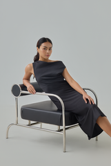 Zel Satin Cowl Neck Dress