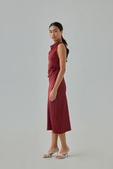 Zel Satin Cowl Neck Dress