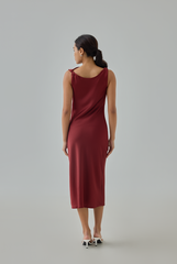 Zel Satin Cowl Neck Dress