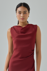 Zel Satin Cowl Neck Dress